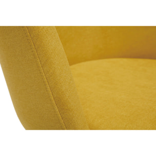 Chaises scandinaves en tissu effet velours jaune moutarde et bois clair massif (lot de 2) VANITY