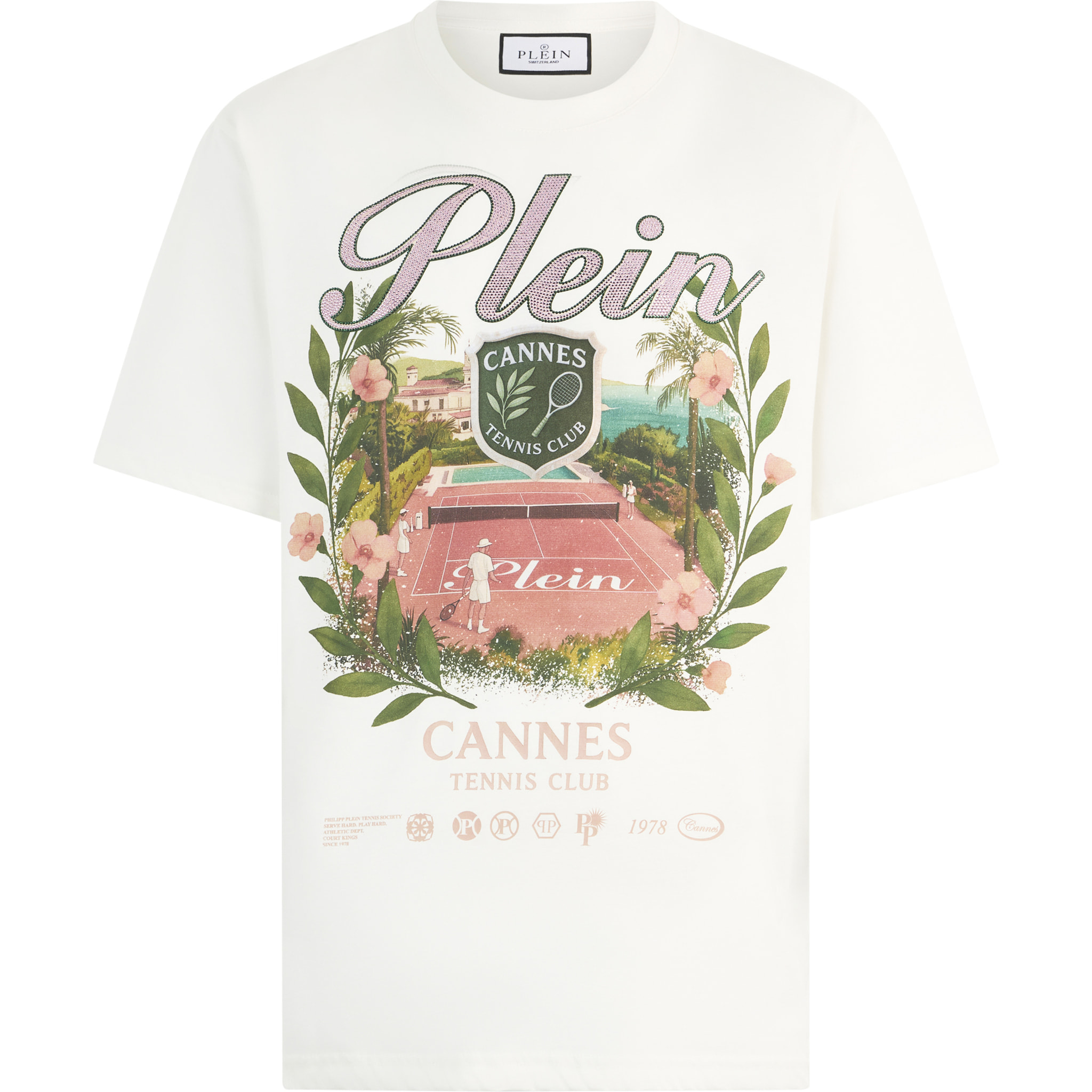 PHILIPP PLEIN Round Neck T-Shirt Cannes Tennis Club