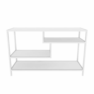 Mobile porta TV Dplizzar, Credenza da soggiorno, Armadio basso per TV, Base parete attrezzata, 120x39h75 cm, Bianco