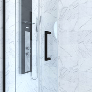Porte de douche + Retour 100x80x200 cm - Verre 6 mm - Profilé Noir - CRUSH