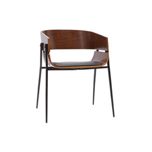 Chaises design bois foncé et métal noir (lot de 2) WESS