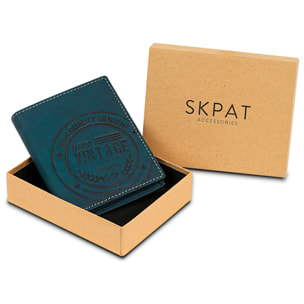 Cartera Hombre Piel Skpat Vintage Azul