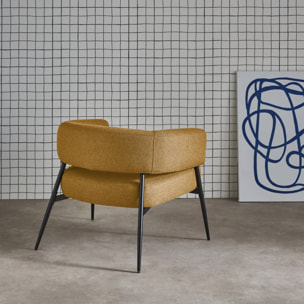 Fauteuil tissu dossier incurvé piétement métal CRISTO