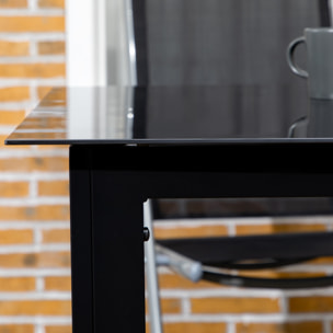 Mesa de Jardín Rectangular para 6 Personas Mesa de Comedor Exterior con Marco de Aluminio y Tablero de Vidrio Templado Carga 50 kg para Terraza Balcón 150x90x74 cm Negro