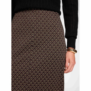 Elena Mirò - Falda tubo midi jacquard geométrico - Negro