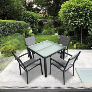 Mesa jardín fija TORREVIEJA cuad alum gris antracita-cristal translúc