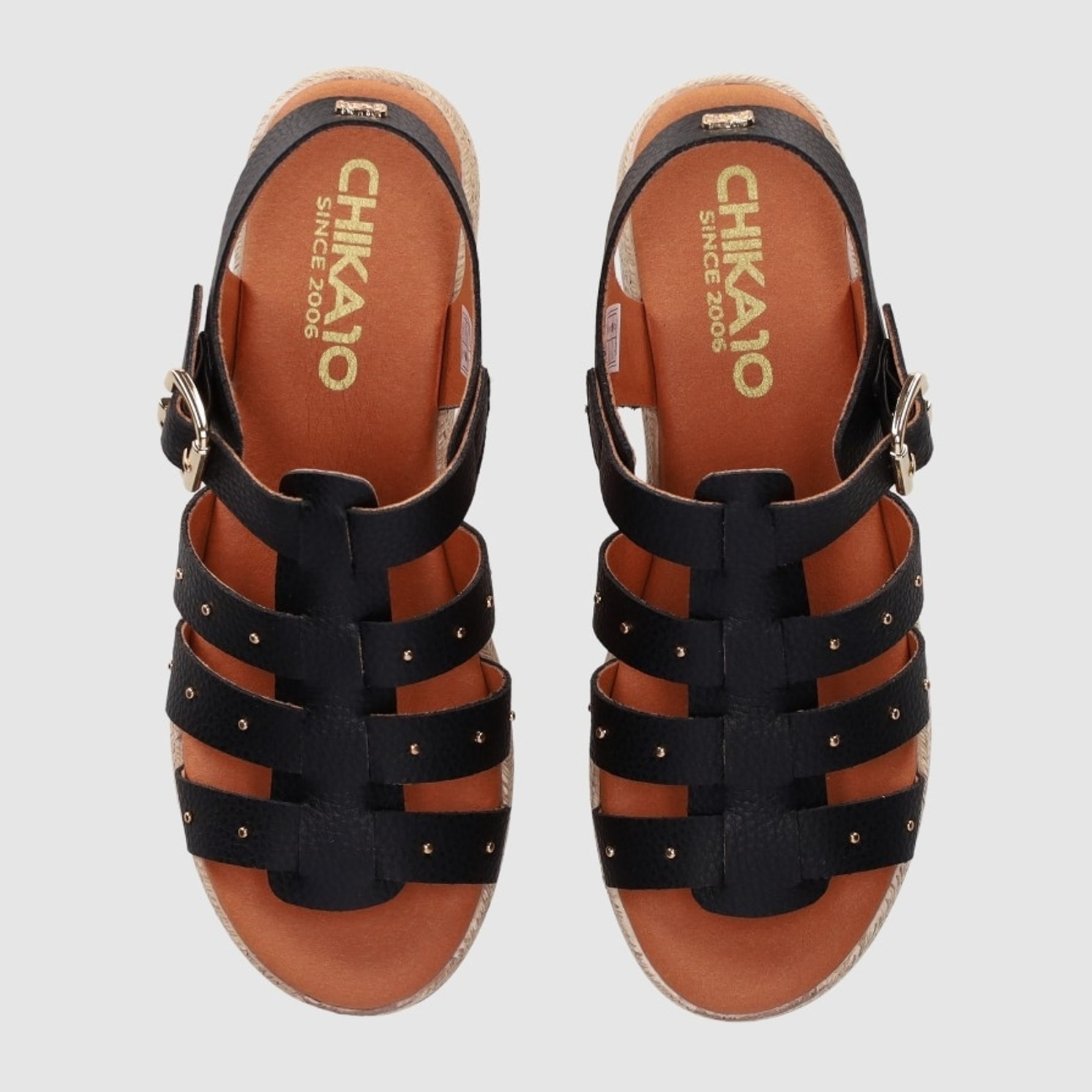 Sandalias de Serraje - Negro - Tacón: 5 cm