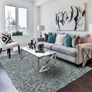 Tapis shaggy tissé en laine motif faux uni RABI