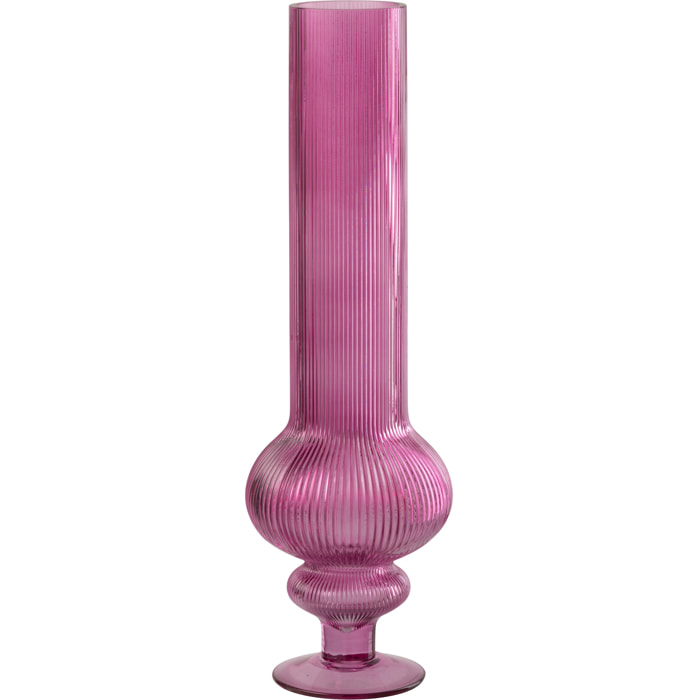 J-Line Vase Ada Cotelé - verre - fuchsia - large