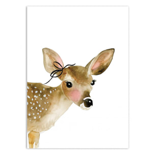 Art-Poster - Fawn with bow - Mercedes Lopez Charro - 50 x 70 cm