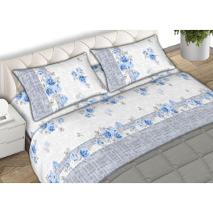 Completo Lenzuola 100% Cotone Mirea Azzurro