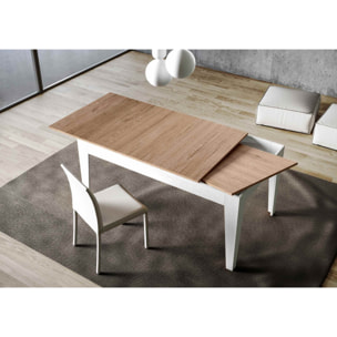 Table Cico Mix 90x160 + 60 Cadre Frêne Blanc / Dessus Chêne Nature