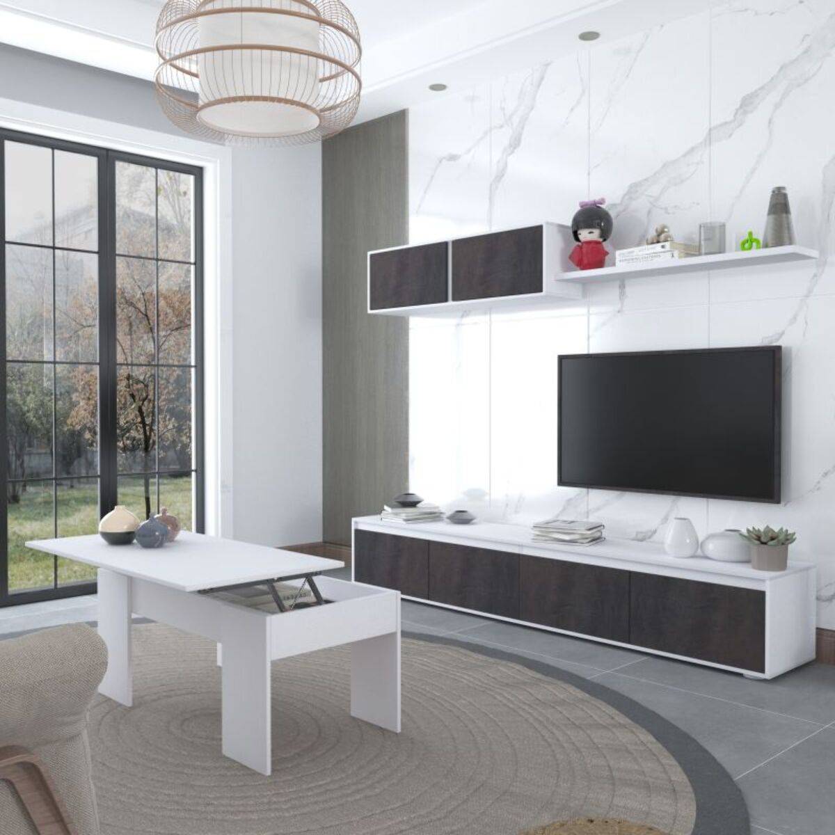 Mesa de centro elevable Vita Blanco Artik (Blanco Mate)