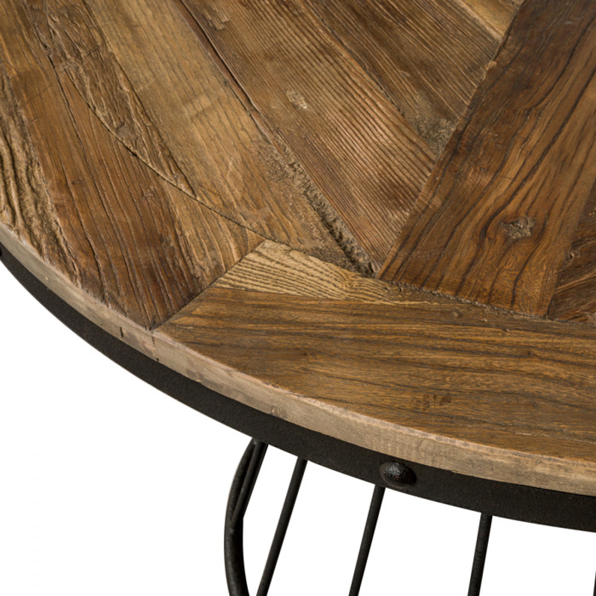 Table ronde 5 personnes en bois de cèdre et pied en métal D110 cm - Pralus