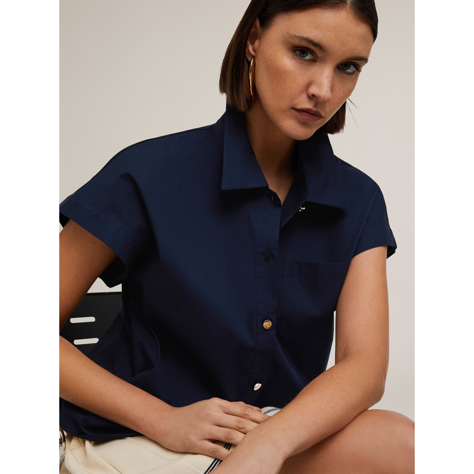 Motivi - Camicia kimono in cotone - Blu