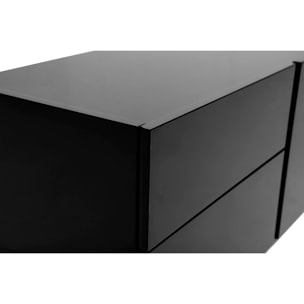 Meuble TV design noir laqué brillant avec rangements L200 cm ISAURE