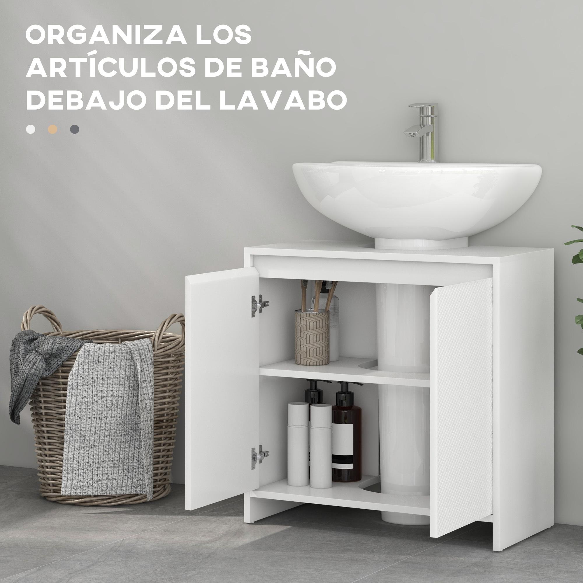 Mueble Bajo Lavabo Mueble para Debajo del Lavabo Moderno con Estante Mueble Lavabo con Pie Anti-vuelco Carga 40 kg 60x30x60 cm Blanco