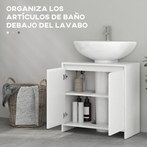 Mueble Bajo Lavabo Mueble para Debajo del Lavabo Moderno con Estante Mueble Lavabo con Pie Anti-vuelco Carga 40 kg 60x30x60 cm Blanco