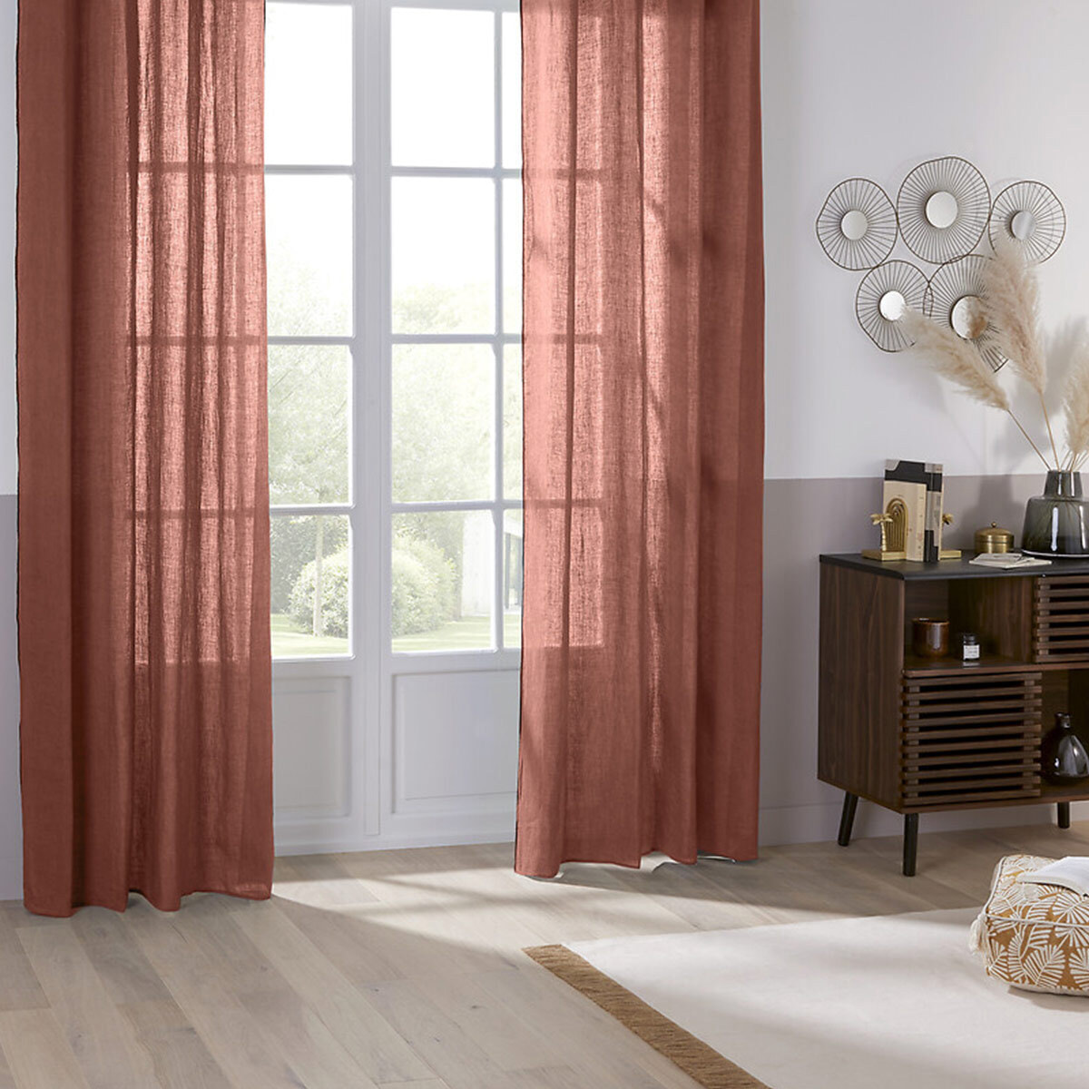 Rideau "Linah" - lin - rose terracotta - 130x260 cm