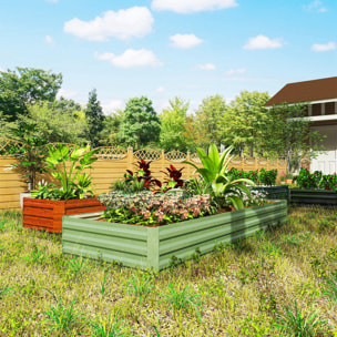Carré potager de jardin dim. 241L x 90l x 30H cm tôle d'acier ondulée vert clair