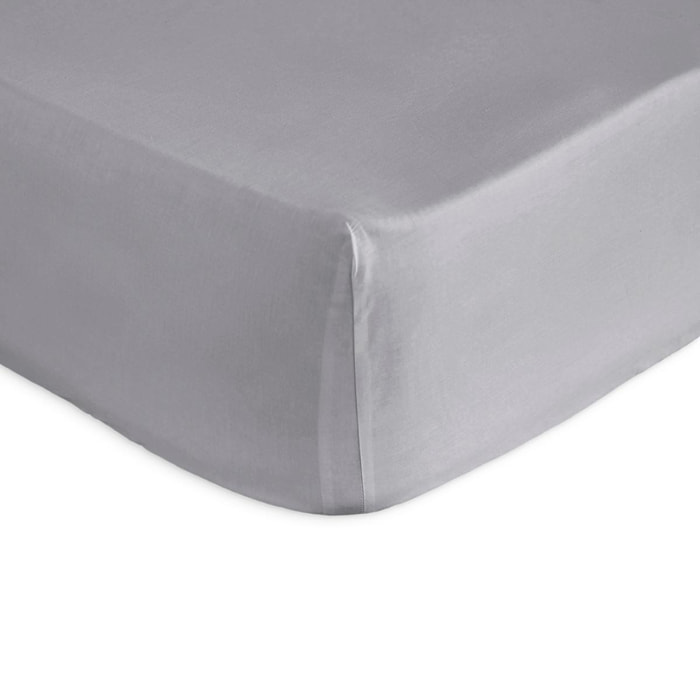 Drap housse PURE en coton percale rose gris