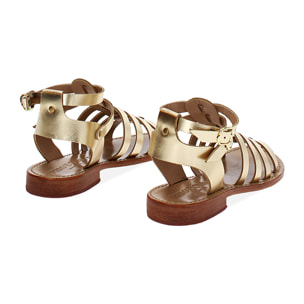 Sandales basses or en vache avec bracelet