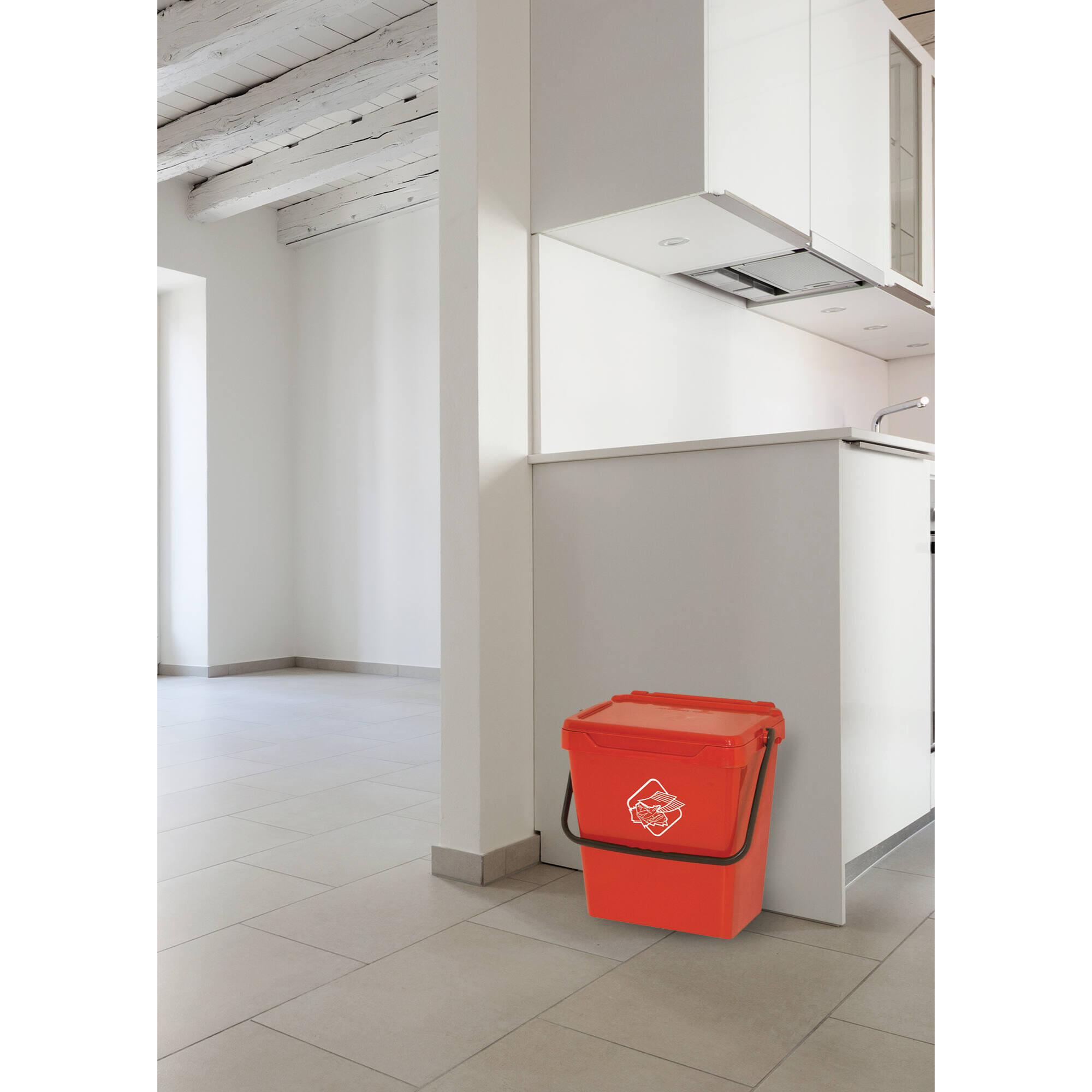 Pattumiera Fosca, Cestino portarifiuti, Bidone per raccolta differenziata, Cestino spazzatura, 100% Made in Italy, 40x31h39 cm, Rosso