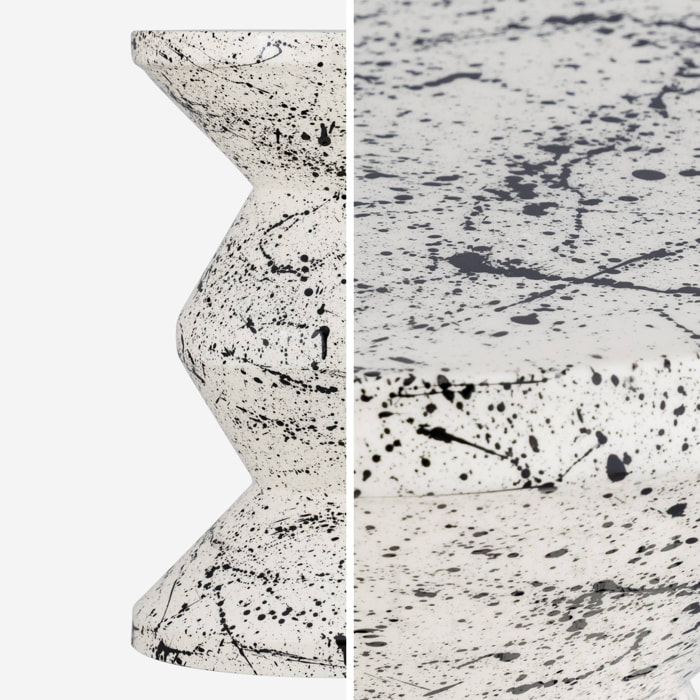 Table d'appoint. bout de canapé. table de chevet acier émaillé. motif moucheté noir Ø33 x H 47cm - Zina