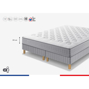 Ensemble INITIAL matelas H23 ressort ensachés, ferme, 2 sommiers
