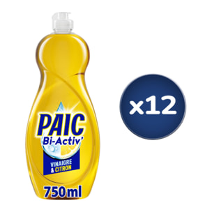 Pack de 12 - Liquide Vaisselle Paic Vinaigre et Citron - 750ml