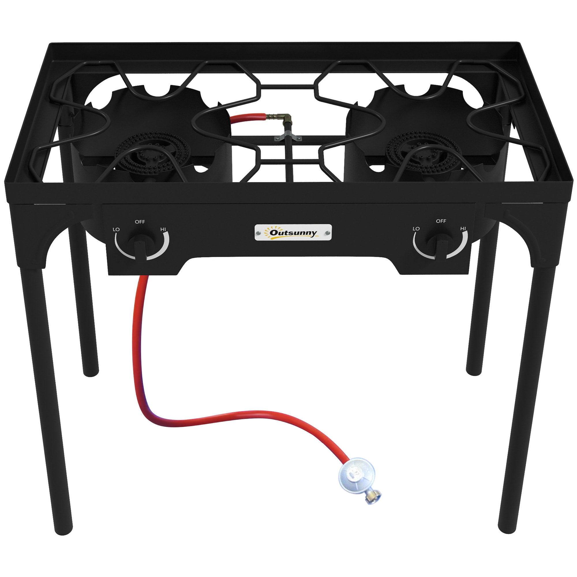 Réchaud à gaz portable 2 brûleurs 150 000 BTU/h métal noir