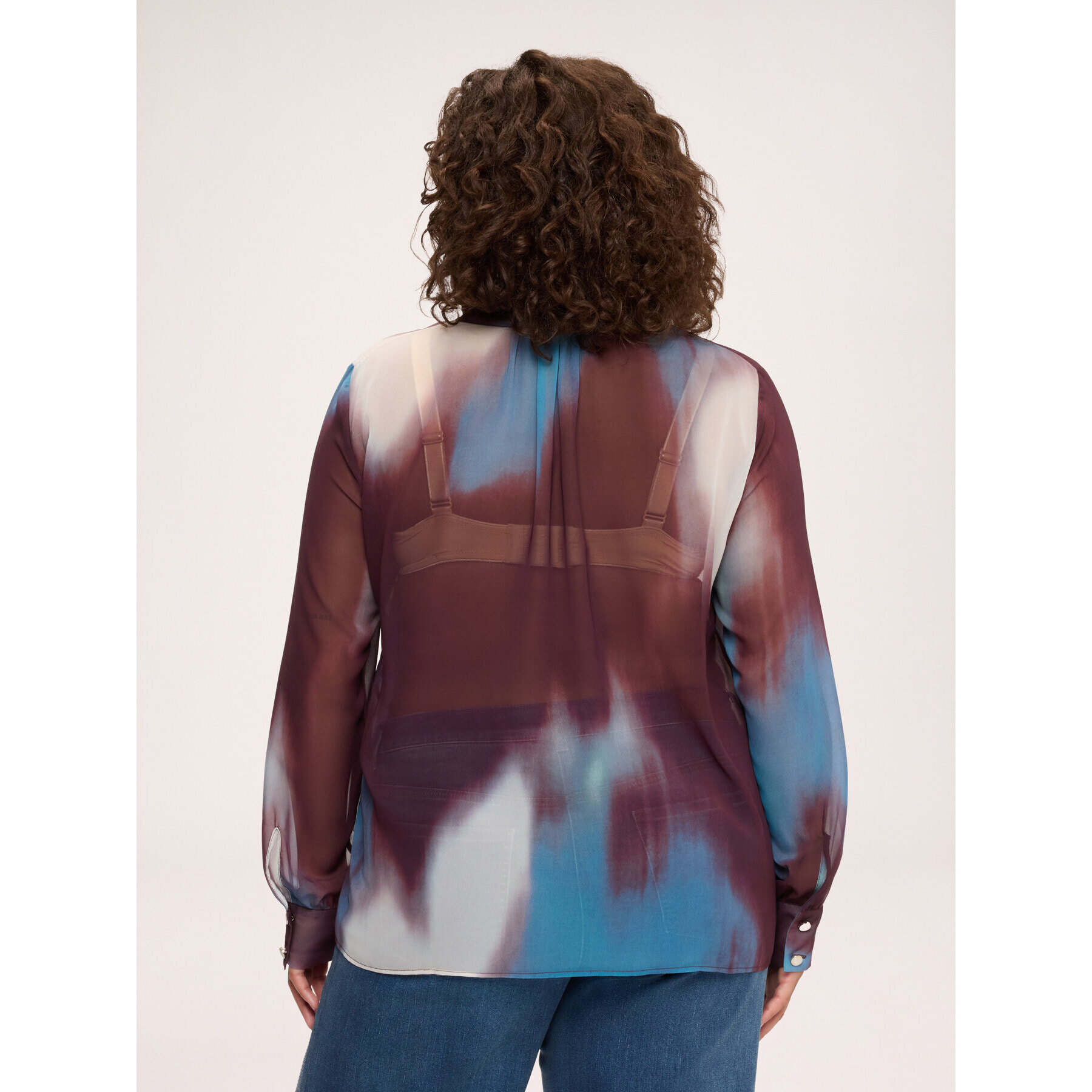 Fiorella Rubino - Blusa con estampado en georgette y lazo - Burgundy