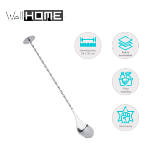 Cuchara de acero inoxidable para remover combinados, resistente y duradera, tamaño 28x35,0cm, peso 47g