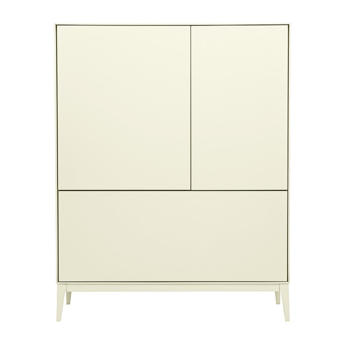 Buffet haut beige laqué mat 2 portes 1 tiroir L90 cm GRAY