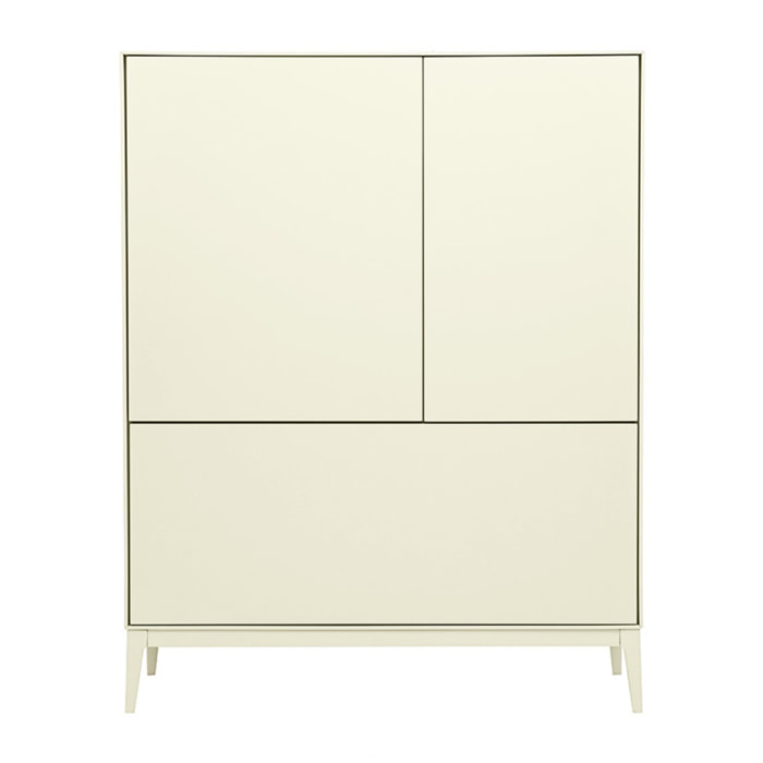 Buffet haut beige laqué mat 2 portes 1 tiroir L90 cm GRAY