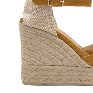 Alpargata de cuña Chiarita en algodón orgánico lavado con doble plataforma