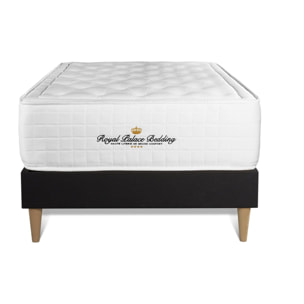 Ensemble Matelas à mémoire de forme maxi épaisseur Buckingham sommier KIT noir + Sommier tapissier en kit cm d'épaisseur - Matelas à Mémoire de forme de 30cm d'épaisseur - 1 place