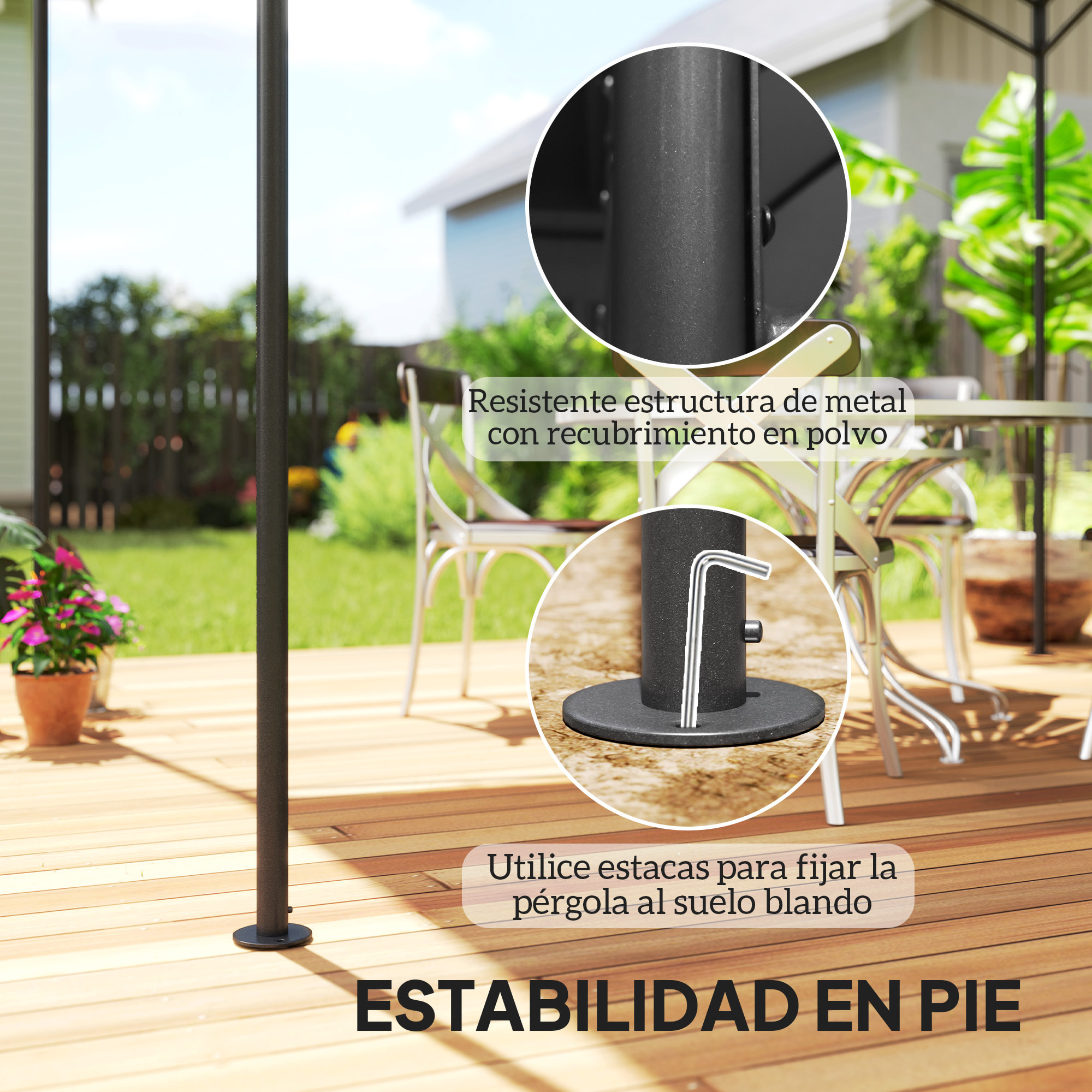 Cenador para Jardín 3x2 m Pérgola de Jardín Gazebo con Cúpula Elegante y Estructura Metálica Impermeable Carpa para Exterior Terraza Patio Gris