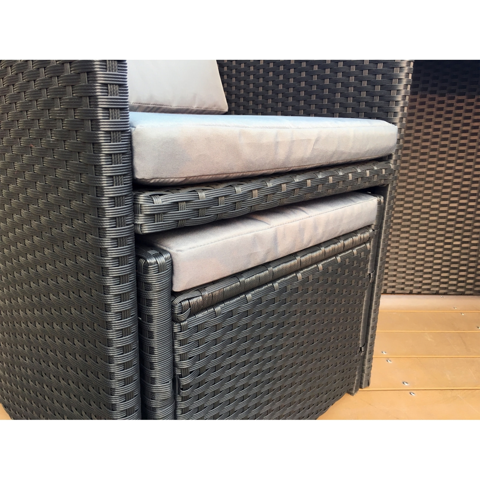 Salon de jardin 8 places noir-gris + housse de protection REGINA