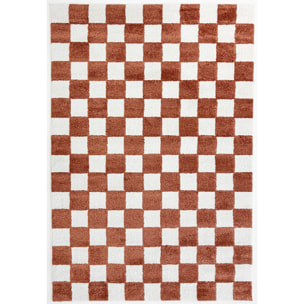 PANTONE - Tapis terracotta à motif damier TERRA DEL SOL