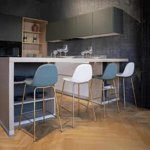 Lot de 2 chaises pour îlot central 65 cm en cuir synthétique vert - Henrik