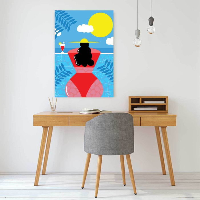 Tableau pop art femme au bord de la piscine  Toile imprimée
