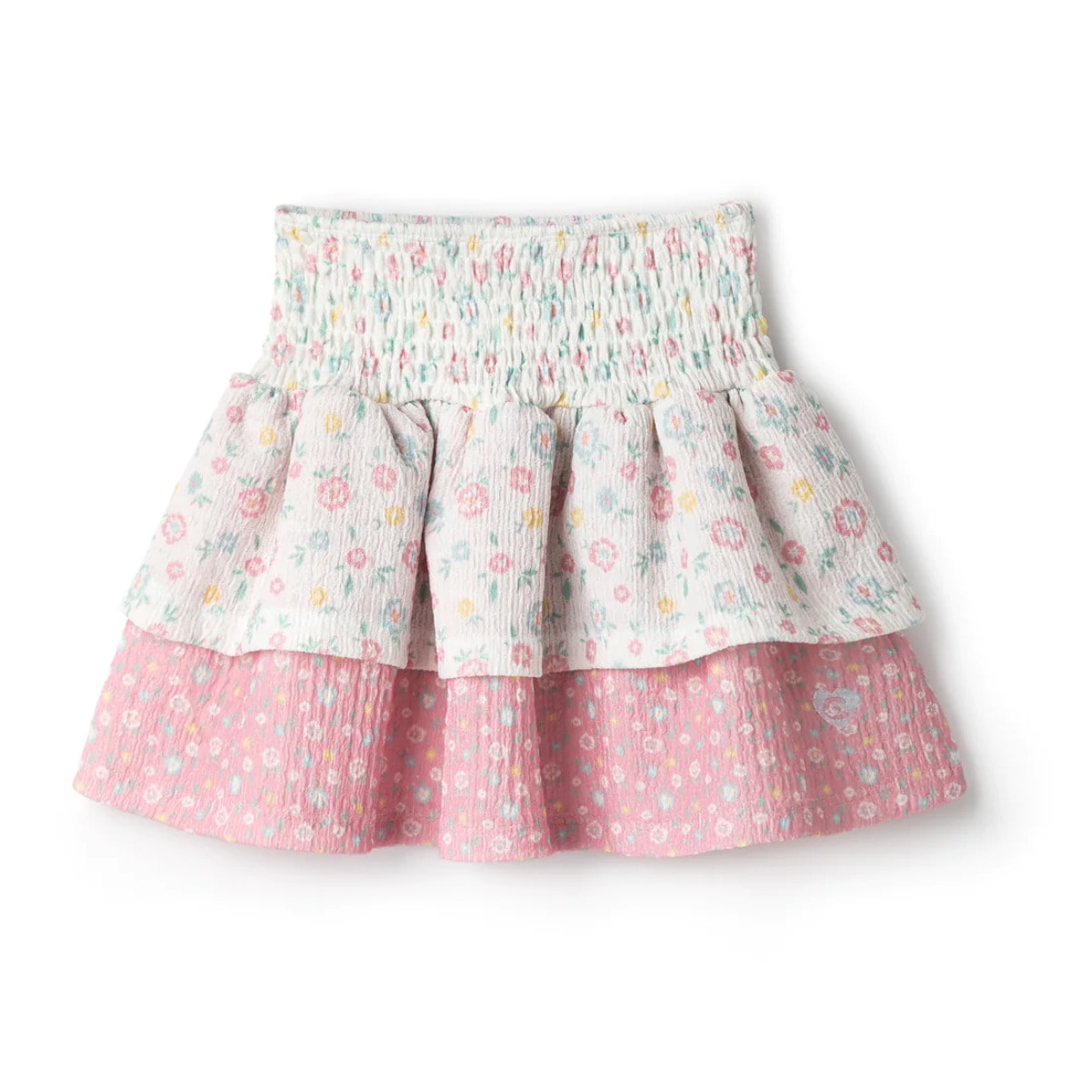 Falda Volantes Flores Patchwork