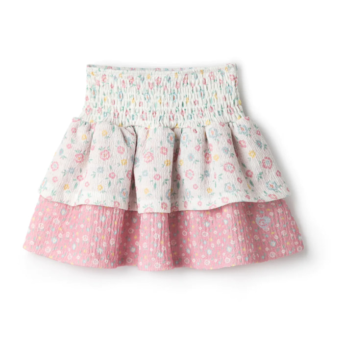 Falda Volantes Flores Patchwork