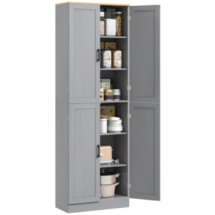 Alacena de Cocina Armario de Cocina Mueble Auxiliar con Puertas y Estantes Ajustables Antivuelco para Comedor Salón 60x30x171 cm Gris