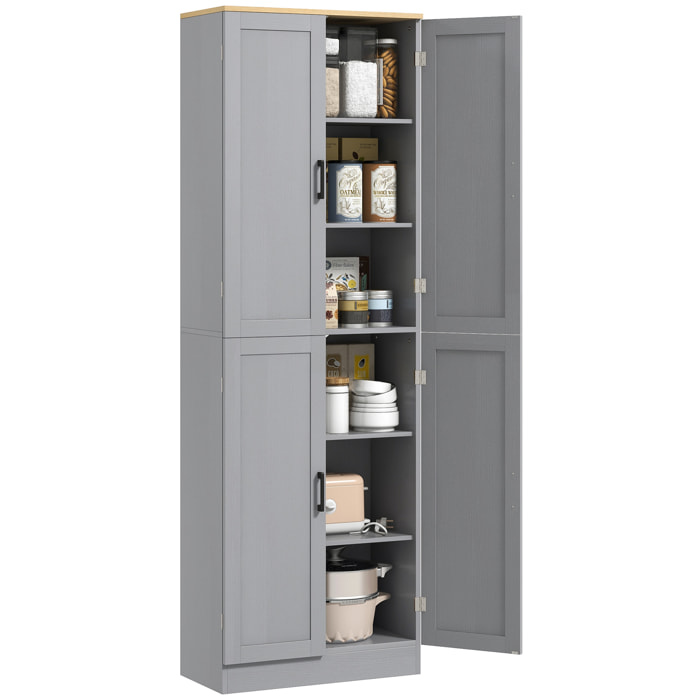 Alacena de Cocina Armario de Cocina Mueble Auxiliar con Puertas y Estantes Ajustables Antivuelco para Comedor Salón 60x30x171 cm Gris