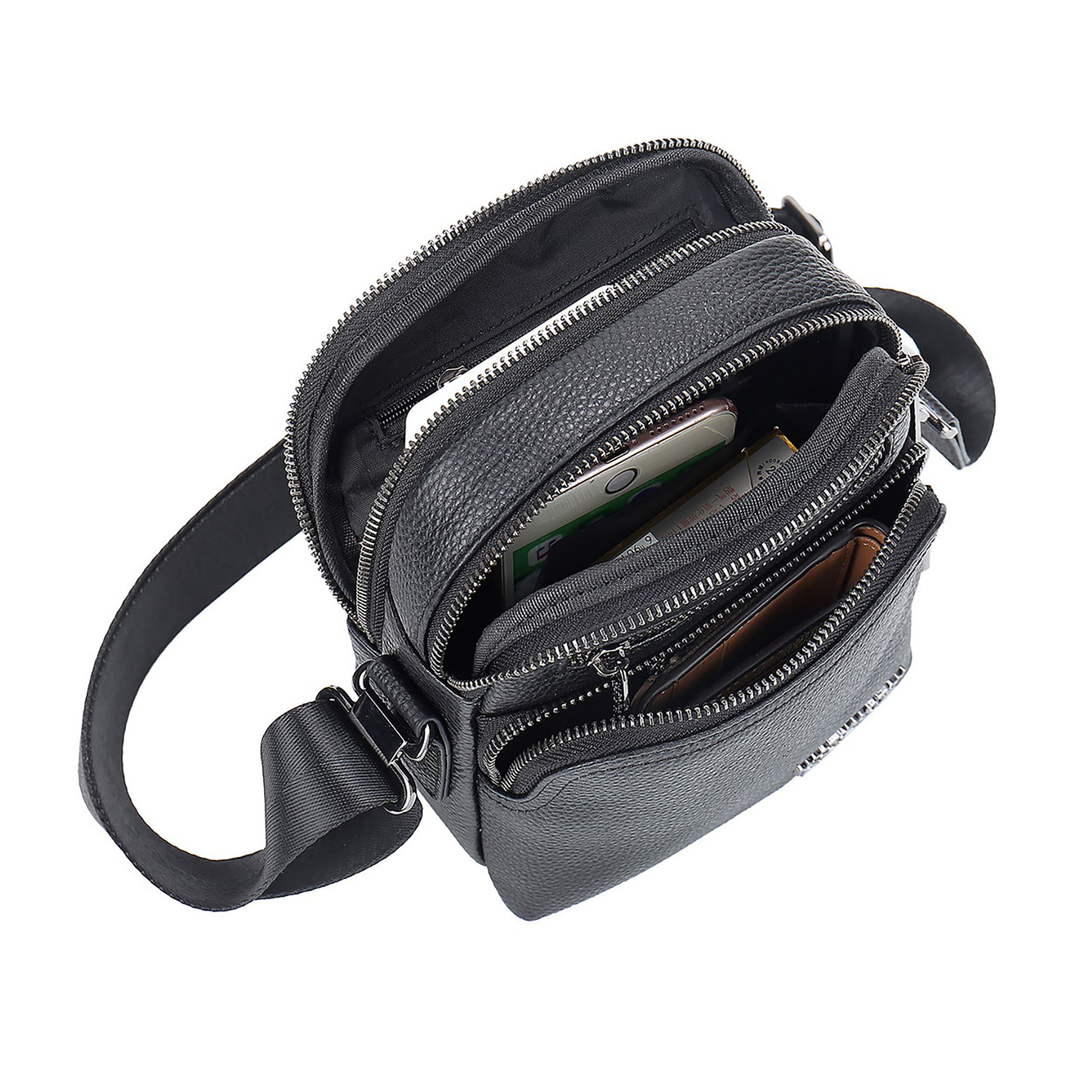 Borsa a tracolla  da uomo In Vera pelle Made in Italy 21x18x9,5 cm