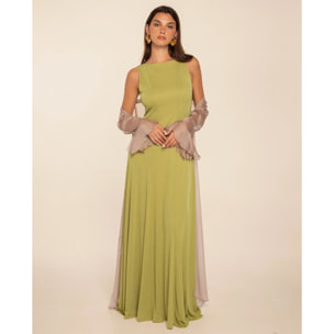 Vestido largo de punto con escote en la espalda