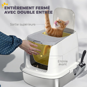 Maison de toilette fermée bac acier inox filtre désodorisant pelle porte trappe