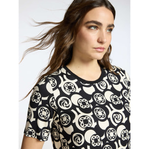 Elena Mirò - T-shirt stampata in viscosa - Nero
